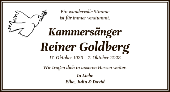 Traueranzeige von Reiner Goldberg von Berliner Zeitung