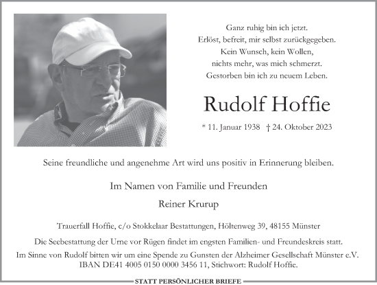 Traueranzeige von Rudolf Hoffie von Berliner Zeitung