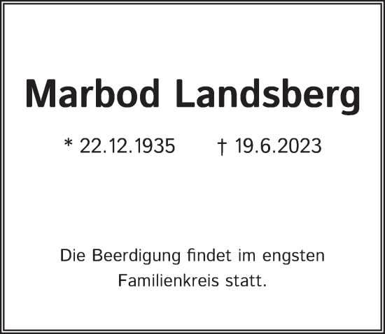Traueranzeige von Marbod Landsberg von Berliner Zeitung