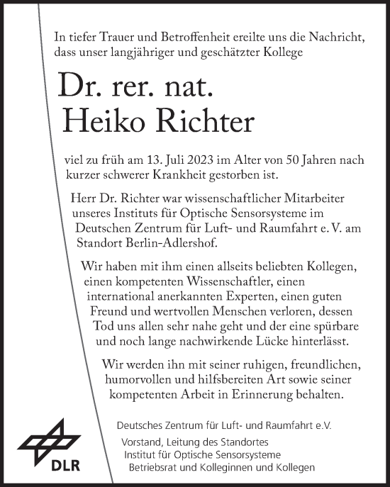 Traueranzeige von Heiko Richter von Berliner Zeitung