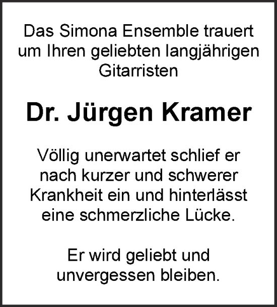 Traueranzeige von Jürgen Kramer von Berliner Zeitung