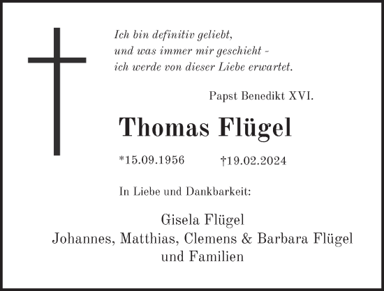 Traueranzeige von Thomas Flügel von Berliner Zeitung