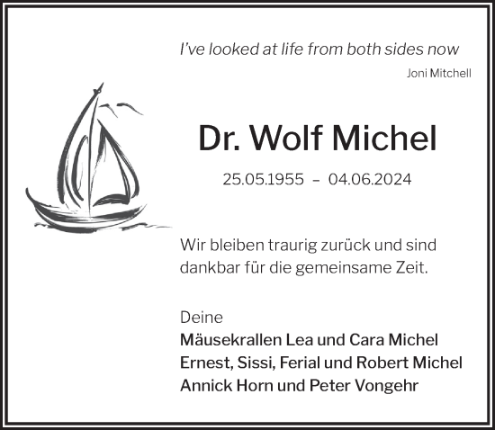 Traueranzeige von Wolf Michel von Berliner Zeitung