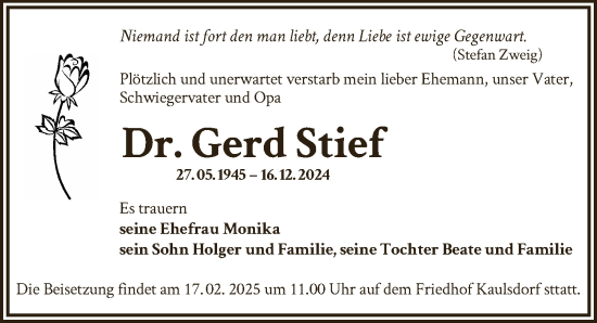 Traueranzeige von Gerd Stief von Berliner Zeitung