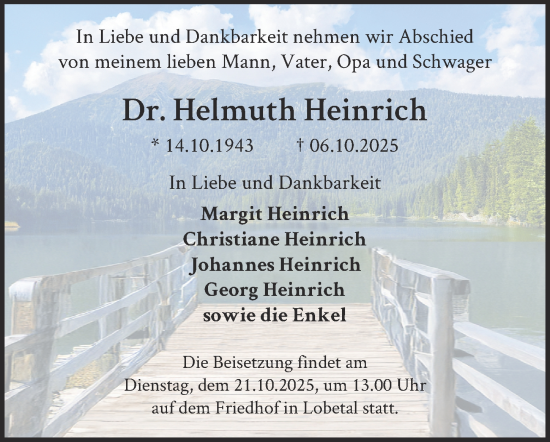 Traueranzeige von Helmuth Heinrich von Berliner Zeitung