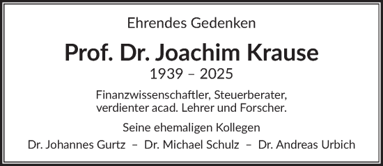 Traueranzeige von Joachim Krause von Berliner Zeitung