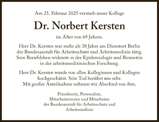 Traueranzeige von Norbert Kersten von Berliner Zeitung