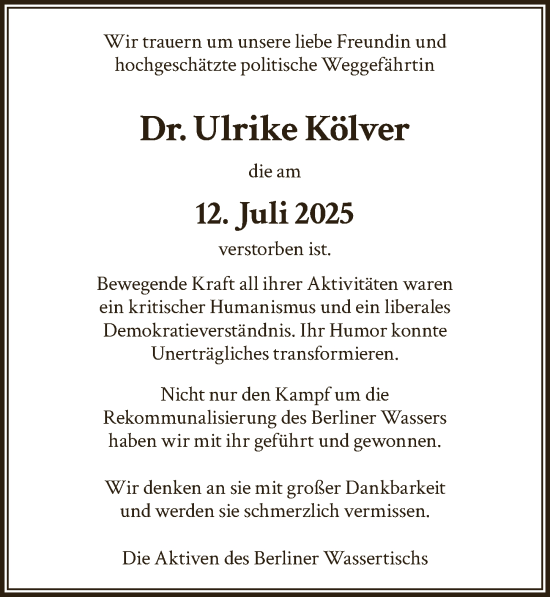 Traueranzeige von Ulrike Kölver von Berliner Zeitung