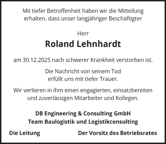 Traueranzeige von Roland Lehnhardt von Berliner Zeitung